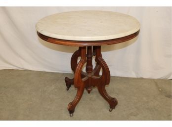 Antique Victorian American Oval Marble Top Parlor Table, Ca 1880, 29'x 23'x 29'   Ca 1890 (310)