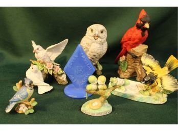 Group Of 7 Porcelain Bird Figurines - Lefton, Japan, Josef Originals, Taiwan, More   (369)