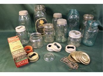 Antique Glass Canning Jars And Lids  (306)