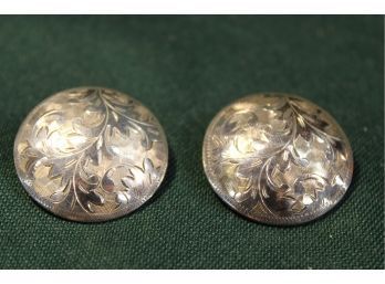 Pair Of Engraved Sterling Earrings(179)