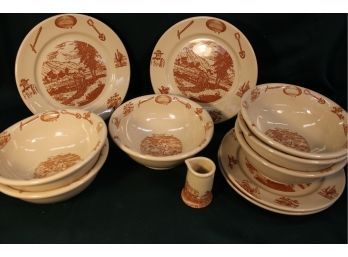 Wallace '49er' Pattern Dishes - Four 9.5' Plates, Six 8' Bowls, Creamer  (111)