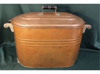 Antique Copper Wash Boiler With Original Copper Lid, 22'x 12'x 18', Dented Bottom  (302)
