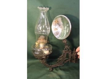 Antique Signed Bradley & Hubbard Bracket Oil Lamp W/adjustable Mercury Reflector And Wall Bracket  (105)