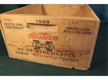 Antique Western Winchester Wood Ammunition Box, 15'X 11'x 6'   (195)