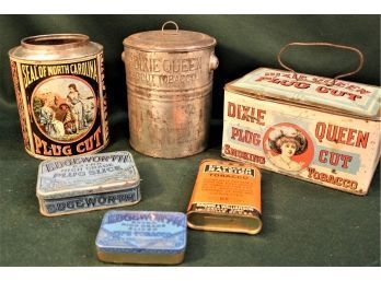 6 Antique Advertising Tobacco Tins   (280)