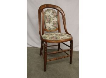 Antique Victorian Black Walnut Upholstered Windsor Style Chair, American, Ca. 1890, 35'H     (311)