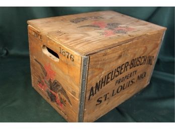 Anheuser-Busch Inc. Wood Box & Cover With Reversible Checker Board  (96)