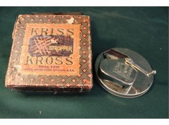 Antique Kriss Kross Stroopper - Razor Blade Sharpener, Original Box    (321)