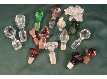Group Of 15 Clear & Colored Glass Stoppers     (53)