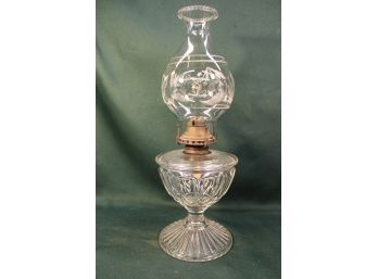 Antique Oil Lamp, Ca 1885, Lead Crystal Pattern Glass  (202)