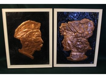 2 Framed Embossed Copper Busts By Johnny Pholes '61, 10'x 12'     (104)
