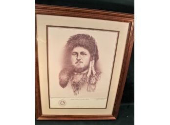 Framed & Double Matted 'Joseph 'the Merry Mountain Man' Meek' By Thomas Ressler, 1984, 18' X22'  (107)