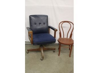 Vintage Office Chair & Antique Bentwood Side Chair  (115)