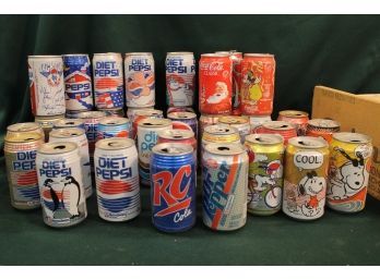 Collection Of Soda Cane, Pepsi, Coke, More In Box, 1980's-90's    (23)