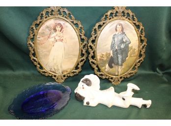 Mt. Vernon Blue 9'x7' Oval Plate, 2 Frames - Italy, Printed Cloth, 9'x 12', 11' Long Figurine  (339)