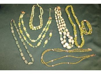 Vintage Costume Jewelry - Necklaces, Bracelet & Earrings - Peridot, Aquamarine  (341)