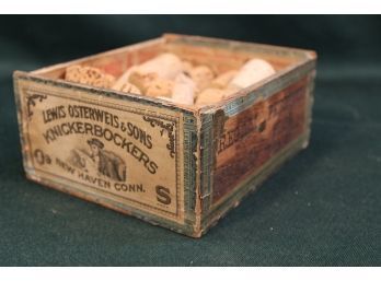 Assorted Corks In Antique Knickerbocker Wood Box, 5'x 6'x 3'h  (369)