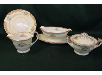 4 Pcs Noritake Porcelain - 8' Plate, Gravy Boat, Sugar & Creamer   (90)