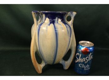 Antique Unsigned Fulper 3 Legged Deco Pottery Vase, 9'H  (137)