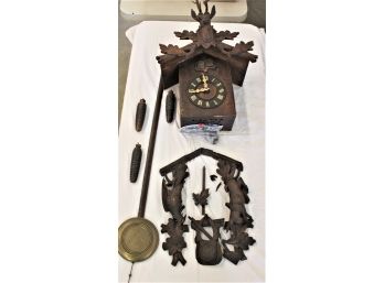 Antique German Black Forest 3 Weight Driven Cuckoo Clock In Pieces (needs Work) (161)