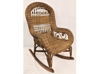 Victorian Child's Rolled Arm Rocking Chair, Ca. 1880, 29'H (some Damage And Repair)  (197)
