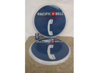 Pair Of PacBell Sign Inserts, Plastic, 2' Diameter  (94)