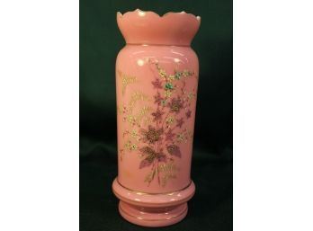 Antique Bristol Hans Decorated Cased Glass Vase, 10'H   (112)