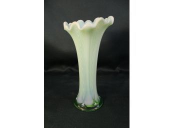 Northwood Green Opalescent Glass Vase, 9'H  (113)