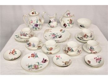 Tea Set - Teapot, Sugar, Creamer, 6 Cups & Saucers, 6 7' Plates, 6 4.5' Bowls, 6' Bowl, Handled Platter  (145)