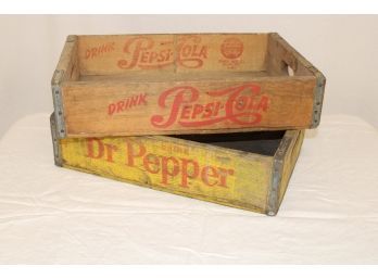 Antique Pepsi & Dr. Pepper  Advertising  Wood Soda Boxes, 18'x 12'x 5'H    (17)