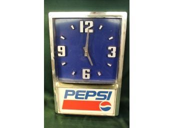 Vintage Pepsi Clock, Battery Operated, Plastic, 12'X 18'  (20)
