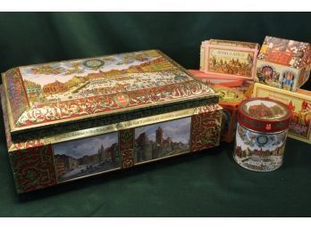 Vintage Large & Small German Tins- E. Otto Schmidt, 16'X 12'x 7'H & Cardboard Boxes  (3)