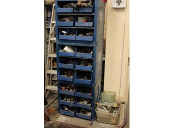 Assorted Nuts & Bolts In 18 Drawer Bin On A Metal Cart   (118)