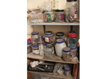 Nails, Screws, Nuts & Bolts, Fasteners & More On 3 Shelves   (120)
