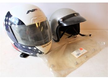 2 Motorcycle Helmets And Face Shield  (55)