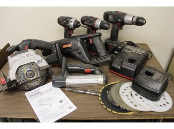 Craftsman Tools & 2 Battery Chargers - 3 Drills, 2 Saws, Light W/3 Batteries, 19.2V  (78)