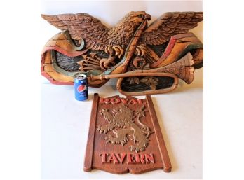 Composite Molded Eagle Figurine (35'x 17'), 1969 And Royal Tavern Sign (11'x 18')    (8)