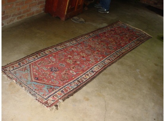 Woven Rug With Some Damage, 9 1/2' X 30' Ca. 1930  (1074)