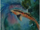 Framed Watercolor Of Koi Fish, 28'x 21'    (1058)