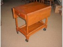 Drop Side Tea Cart On Wheels With Glass And Wood Tray, Ca. 1950  (1083)