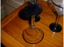 5 Hand Blown Margarita Glasses With Blue Rims And Feet  (1036)
