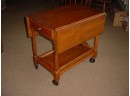 Drop Side Tea Cart On Wheels With Glass And Wood Tray, Ca. 1950  (1083)