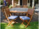 Mahogany  'Country Casual' Patio Set, Table With Extensions, 8 Folding Chairs With Cushions (1023)