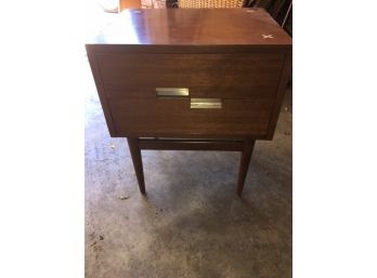 Mid Century Modern Maple Bedside Stand, Mother Of Pearl Inlaid Top, 24'H X 20'W X 16'D  (1088)