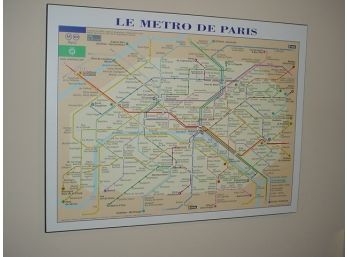 Laminated Paris Metro Map, 31'x 24'  (1054)