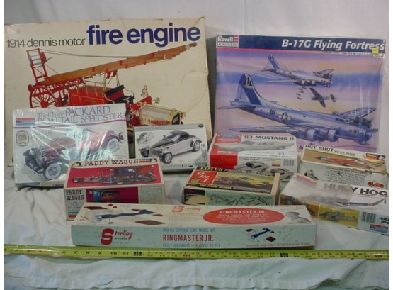 10 Model Kits Including A 2' Box With Fire Engine, B-17 Airplane And Others  (1329)