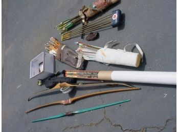 Large Lot Of Archery Equipment, Bows, Arrows, Quivers (1312)