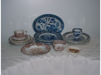 Spode And Blue Willow Dinnerware  (1298)