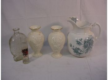 Pair Of Lenox Vases, Buffalo Pottery 'Chrysanthemum' Pitcher And More  (1381)