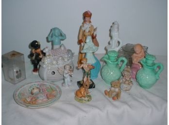 Avon Bottle Figurines, Beatrix Potter, England Figurine, Friedel, Germany, Candle Holder, Bowl (1297)